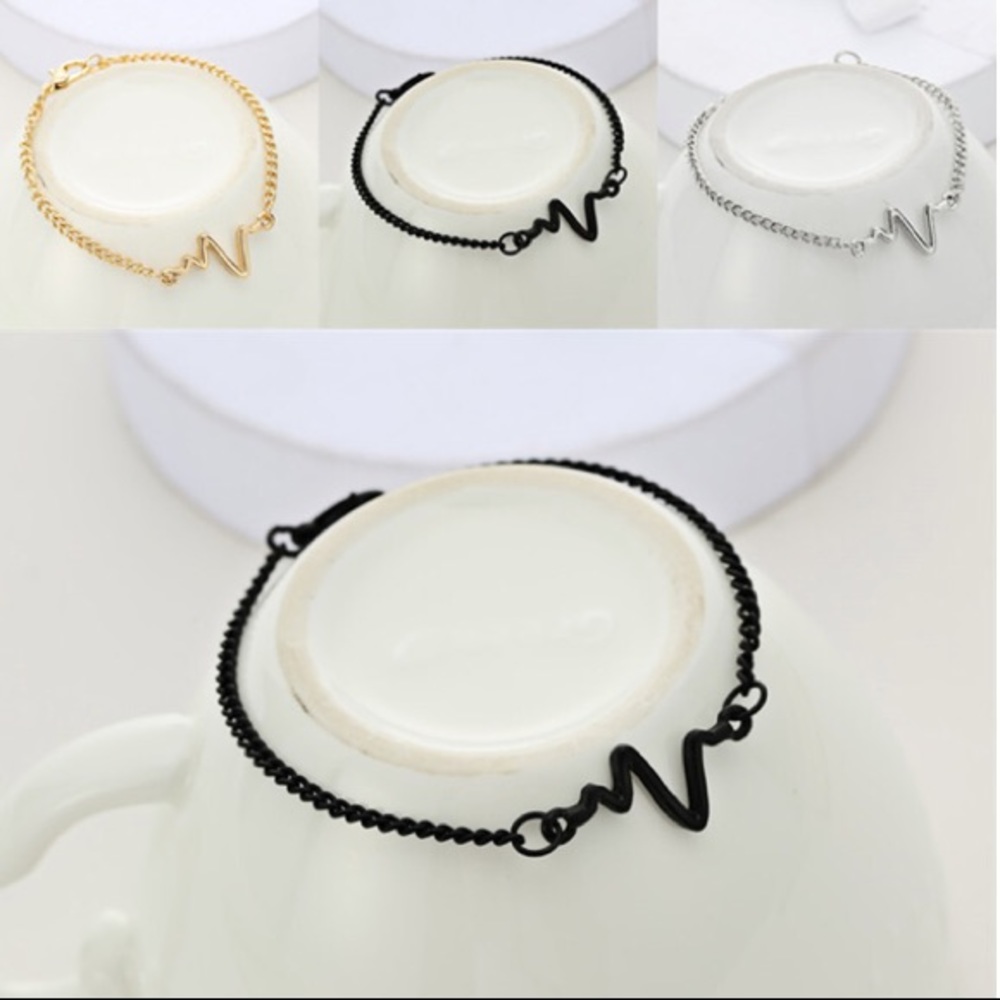 NEW!💙💎BLACK🖤HEARTBEAT🖤BRACELET!💎💙AWESOME! - Picture 4 of 7